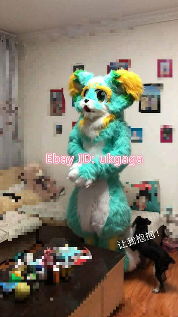All Sizes Best Quality on  Blue Cat LONG PLUSH Complete Suit Mascot Costume Cosplay Party Fancy Dress Birthday -  by FurryMascot -